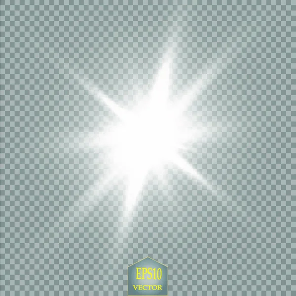 Efecto Luz Brillante Estrella Estalló Con Brillantes Sun Power Energía — Vector de stock