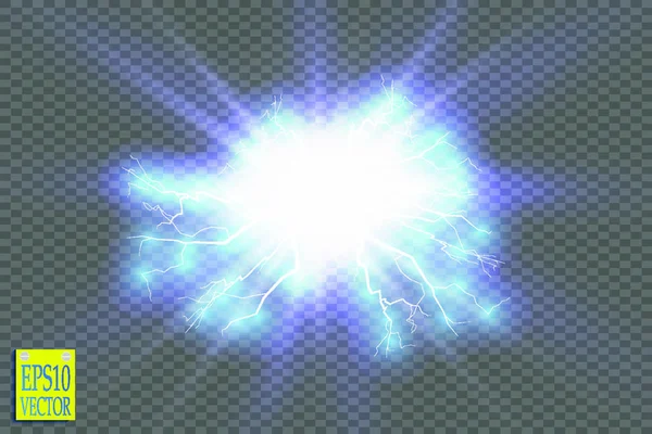 Explosión Choque Energía Abstracta Azul Efecto Luz Especial Con Chispa — Vector de stock