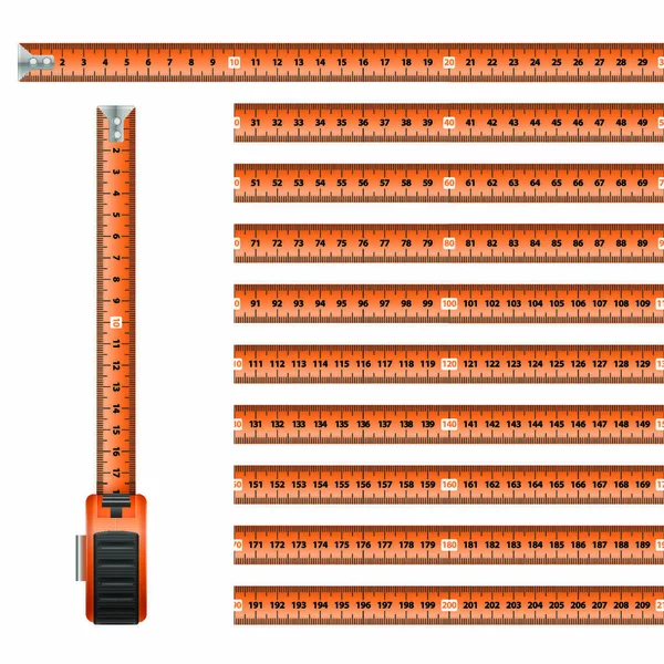 Mesurer Conception Graphique Échelle Centimètre Roulette Orange Sur Blanc — Image vectorielle