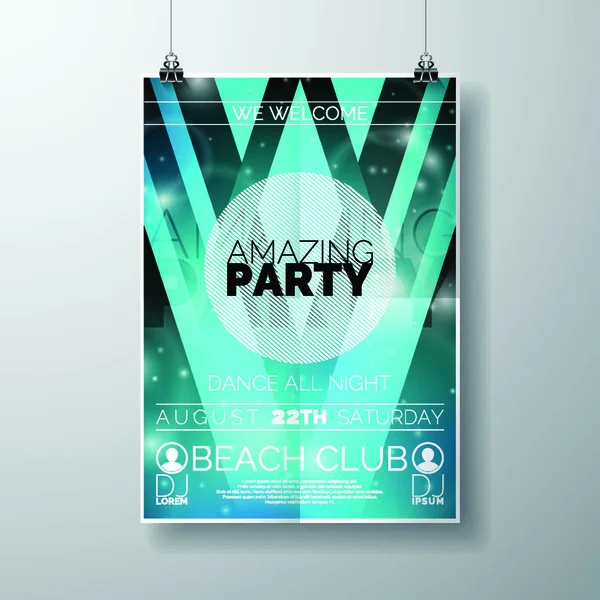 Plakat Vector Party Flyer Szablon Temat Summer Beach Abstrakcyjnym Błyszczącym — Wektor stockowy