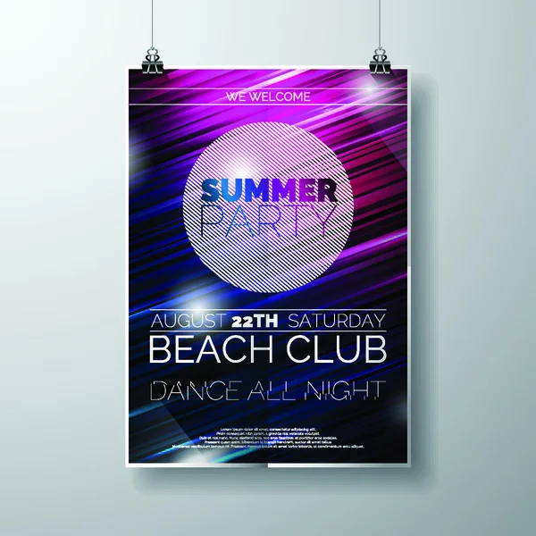 Plakat Vector Party Flyer Szablon Temat Summer Beach Abstrakcyjnym Błyszczącym — Wektor stockowy