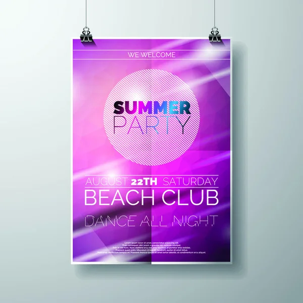 Plakat Vector Party Flyer Szablon Temat Summer Beach Abstrakcyjnym Błyszczącym — Wektor stockowy