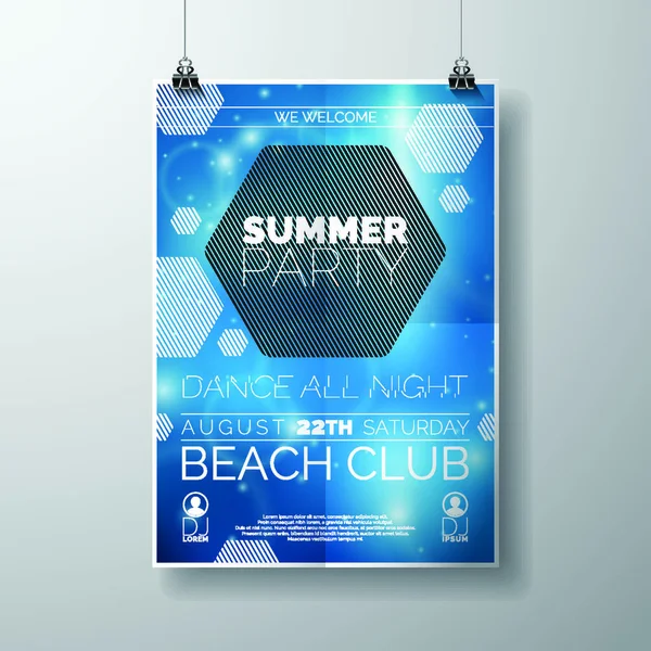 Modelo Cartaz Vector Party Flyer Tema Summer Beach Com Fundo — Vetor de Stock