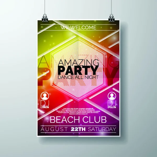 Plakat Vector Party Flyer Szablon Temat Summer Beach Abstrakcyjnym Błyszczącym — Wektor stockowy
