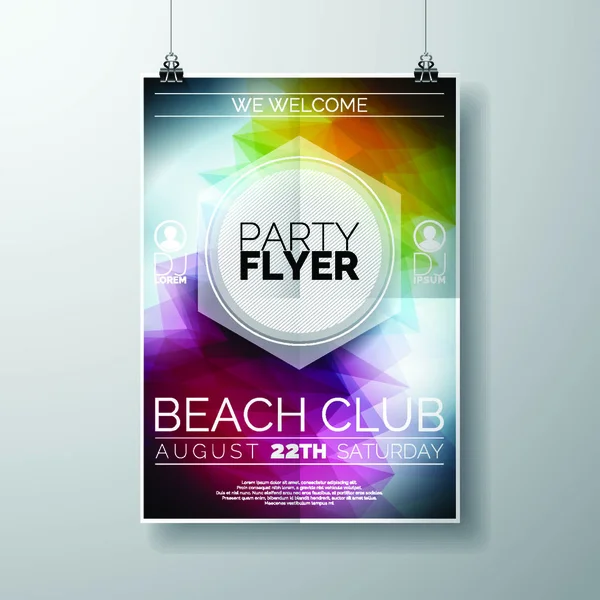 Plakat Vector Party Flyer Szablon Temat Summer Beach Abstrakcyjnym Błyszczącym — Wektor stockowy