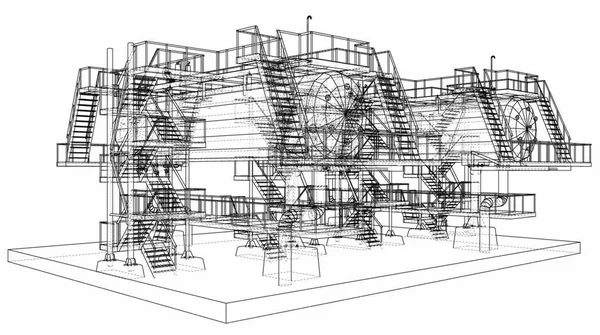 Drahtgestell Für Die Und Gasindustrie Nachvollziehbare Illustration Von — Stockvektor