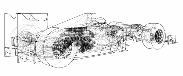 Carro Corrida Fórmula Desenho Abstrato Ilustração Rastreamento — Vetor de Stock