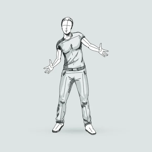 Modern Style Dancer Sketch Einer Männertänzerin Hip Hop Choreographie — Stockvektor