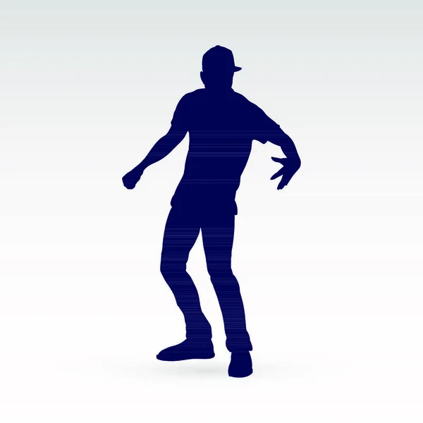 Modern Style Dancer Posing Silhouette Eines Mannes Tänzer Auf Einem — Stockvektor
