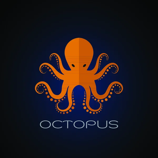 Vector Diseño Pulpo Sobre Fondo Azul Oscuro Animales Acuáticos — Vector de stock