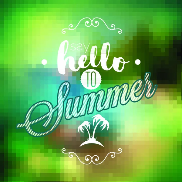 Hello Summer Been Waiting You Inspiration Quote Blur Background Элемент — стоковый вектор