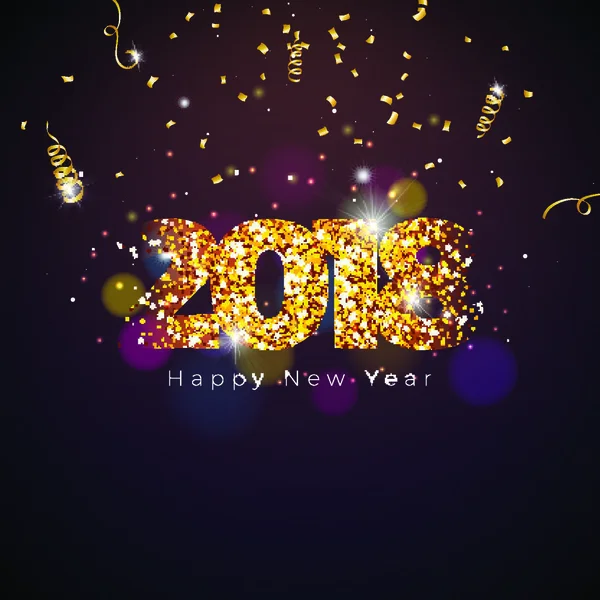 Vector Happy New Year 2018 Illustration Shiny Lighting Background Typography — Stock Vector