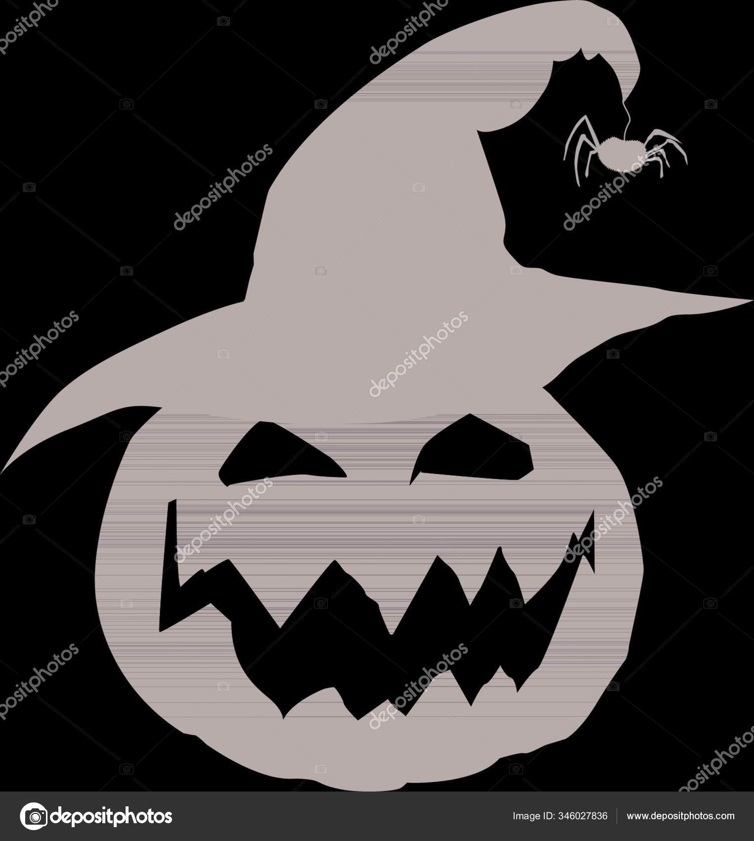 Abóbora assustadora de halloween simples com chapéu de bruxa em estilo  simples ilustração de abóbora de desenho animado