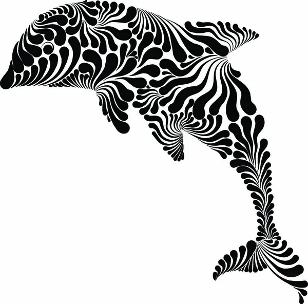 Delfín Salto Ilustración Vectorial Gráfica Decorativa — Vector de stock