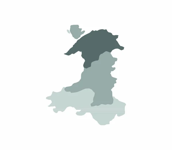 Mapa Gales Con Regiones — Archivo Imágenes Vectoriales