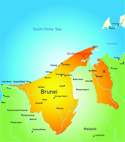 Mapa Vectorial Del País Brunei — Vector de stock