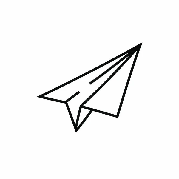 Паперовий Значок Літака Ізольовано Білому Тлі Рука Намальована Піктограмою Паперового — стоковий вектор