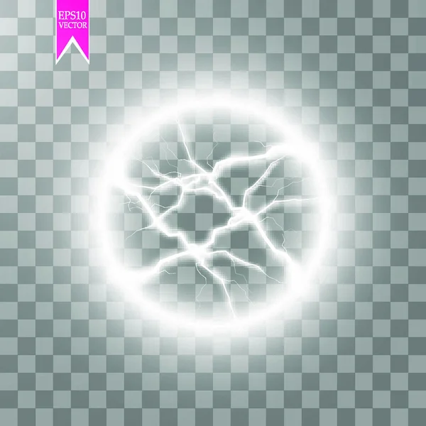 電気ボール雷の透明光効果 魔法のプラズマボール ベクターイラスト Eps — ストックベクタ