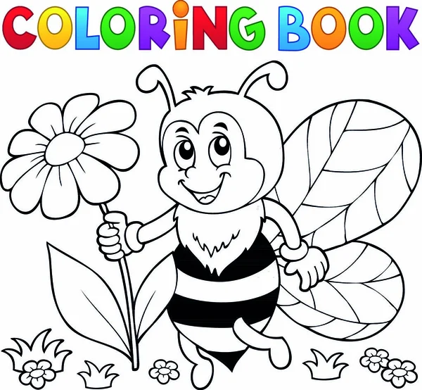 Coloring Book Happy Bee Theme Eps10 Vector Illustration — Stock Vector