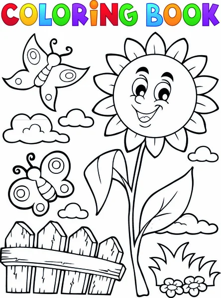 Coloring Book Flower Topic Eps10 Vector Illustration — Stock Vector