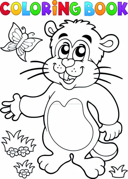 Coloring Book Groundhog Theme Image Eps10 Vector Illustration — Stock Vector