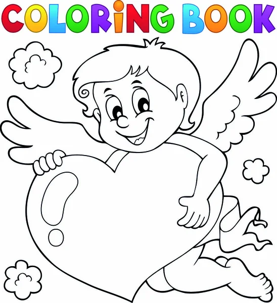 Livre Colorier Cupidon Thème Illustration Vectorielle Eps10 — Image vectorielle