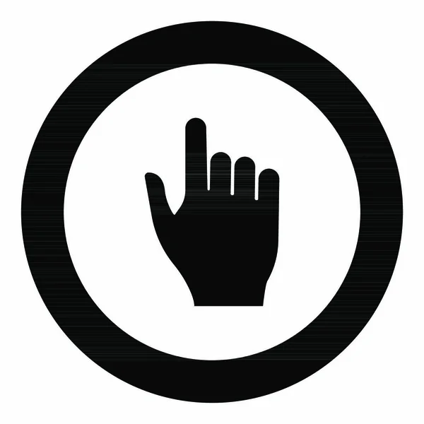 Wijzende Hand Pictogram Zwarte Kleur Cirkel Vector Illustratie Geïsoleerd — Stockvector