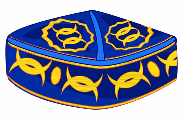 Узбекская Шляпа Головной Убор Национальный Головной Убор Украшен Узором — стоковый вектор