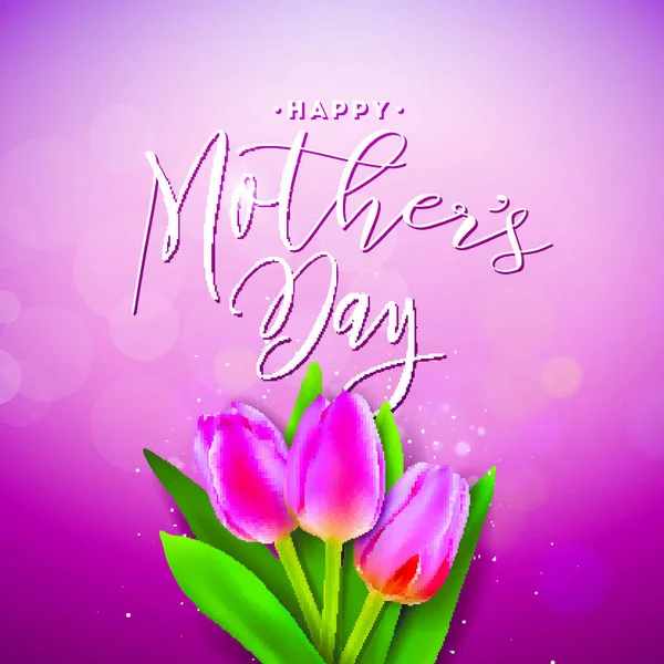 Поздравительная Открытка День Матери Цветком Розовом Фоне Векторное Празднование Шаблон — стоковый вектор