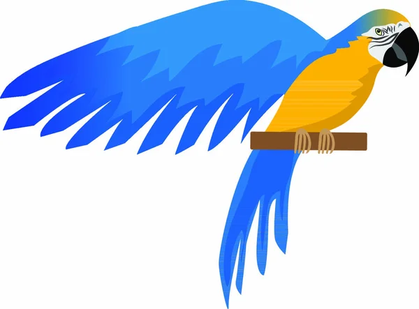 Parrot Ara Ararauna Flat Icon 스타일 파란색과 노란색의 금강앵무 캐릭터 — 스톡 벡터