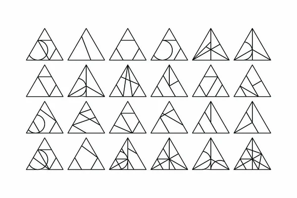 Mega Uppsättning Triangeln Vector Linjära Designelement För Kreativa Projekt Svart — Stock vektor