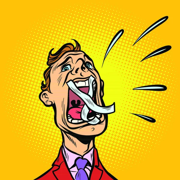 Άνθρωπος Ουρλιάζοντας Μαγνητοσκοπημένο Στόμα Κόμικς Καρτούν Εικονογράφηση Ρετρό Φορέα Ποπ — Διανυσματικό Αρχείο