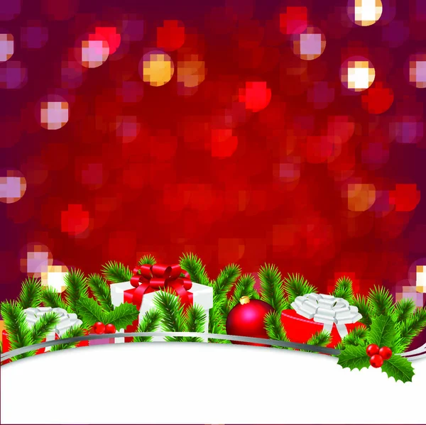 Banner Navidad Con Marco Bokeh Firtree Con Malla Gradiente Ilustración — Vector de stock