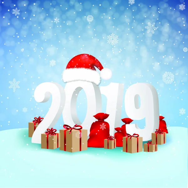 Tarjeta Fondo Feliz Año Nuevo 2019 Con Malla Gradiente Ilustración — Vector de stock