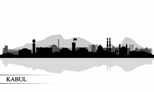 カブール市のスカイラインシルエットの背景 ベクトルイラスト — ストックベクタ