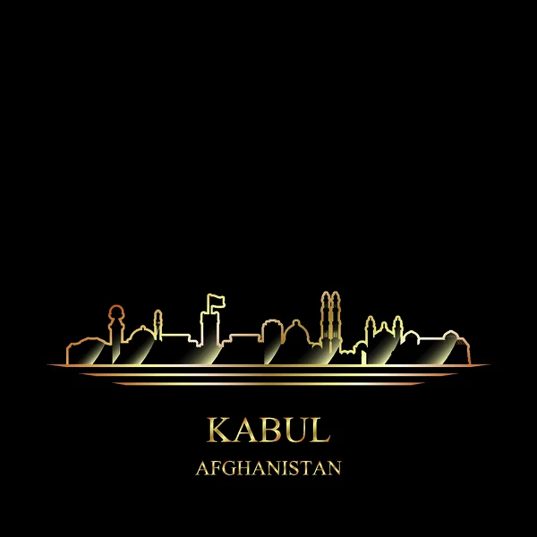 Goldene Silhouette Von Kabul Auf Schwarzem Hintergrund — Stockvektor