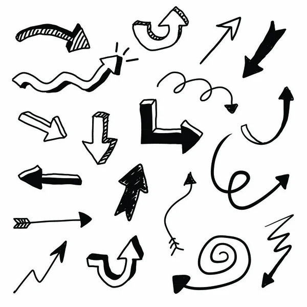 Hand Drawn Vector Arrow Doodle Set — Stock Vector