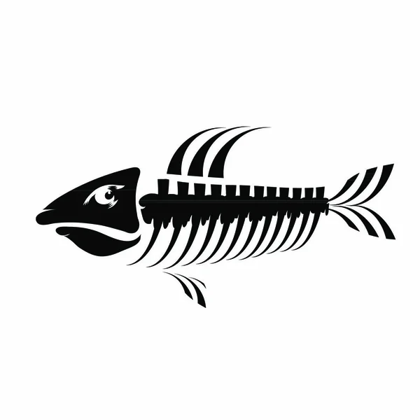 Esqueleto Óseo Pescado Símbolo Aislado Sobre Fondo Blanco Peces Mar — Vector de stock