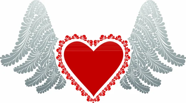 날개가 심장을 사랑의 상징으로 — 스톡 벡터