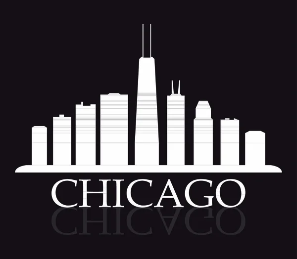 Chicago Skyline Flat Icon Vector Illustration — 스톡 벡터