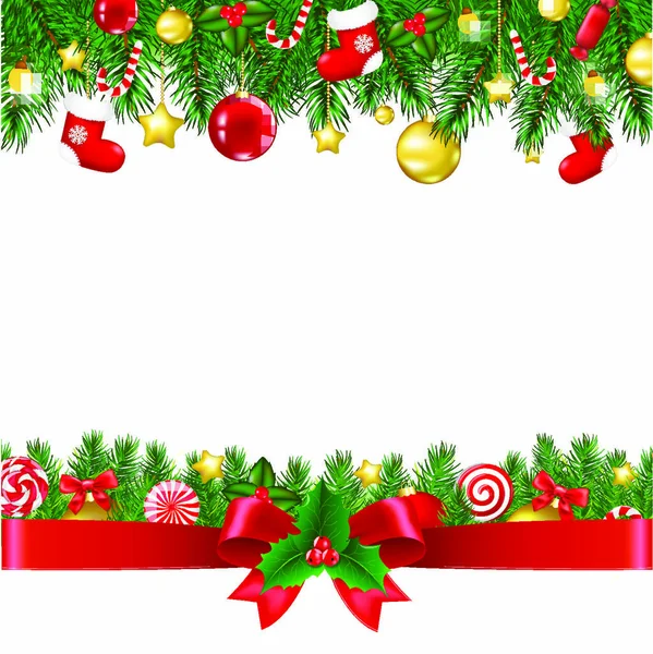 Xmas Borders Ribbon Gradient Mesh Vector Illustration — 스톡 벡터