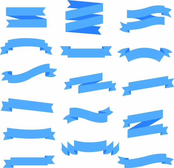 Blauw Lint Set Geïsoleerde Witte Achtergrond Vectorillustratie — Stockvector