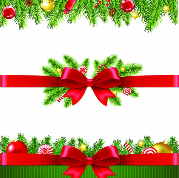 Guirnalda Navidad Conjunto Fondo Blanco Con Malla Gradiente Ilustración Vectorial — Vector de stock