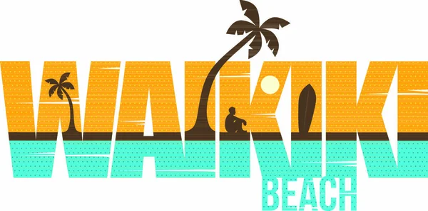 Waikiki Vacaciones Verano Playa Signo Símbolo Vector Arte — Vector de stock