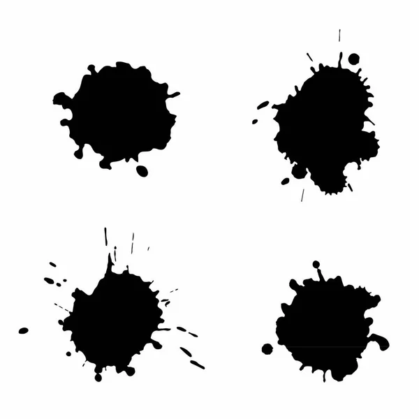 Illustration Vectorielle Set Taches Encre Noire Texture Des Taches Peinture — Image vectorielle