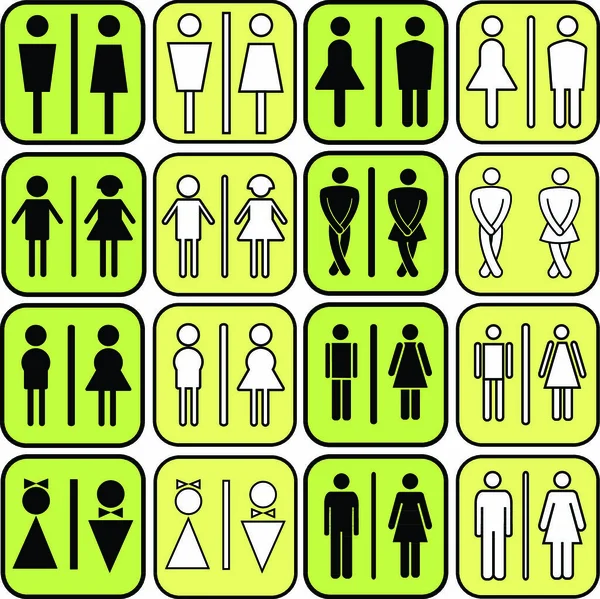 Modern Style Colorful Toilet Restroom Sign Men Women Aged Art — Stock Vector