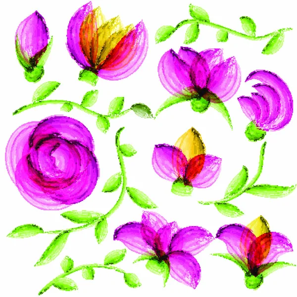 Éléments Floraux Vectoriels Aquarelle Appropriés Pour Invitation Mariage Carte Vœux — Image vectorielle