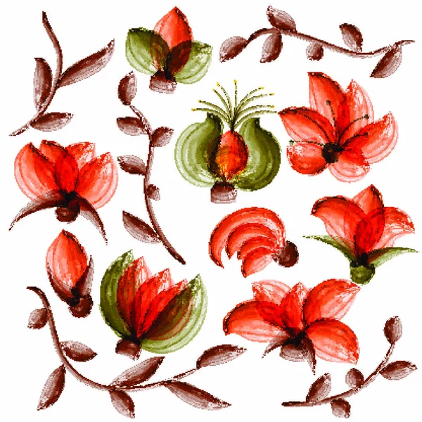Éléments Floraux Vectoriels Aquarelle Appropriés Pour Invitation Mariage Carte Vœux — Image vectorielle