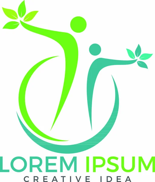 Nsan Sağlığı Doğa Işaretleri Organik Insan Logosu — Stok Vektör