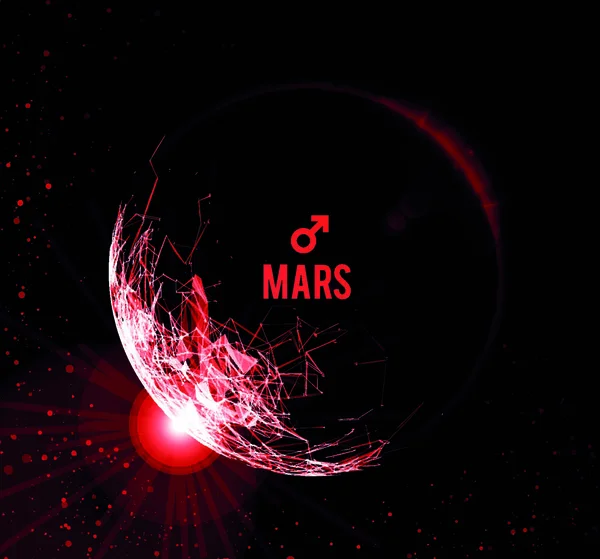 Planeta Marte Ilustración Vectorial Sobre Fondo Oscuro Marte Astrología Simboliza — Vector de stock